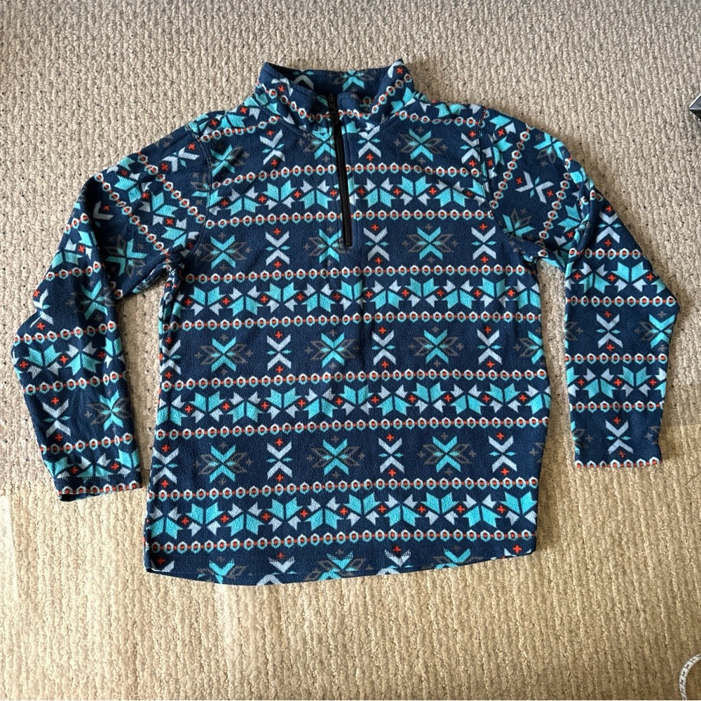 Canyon Sky Fairisle Nordic Geometric 1/4 Zip Pullover Fleece Jacket Size Large